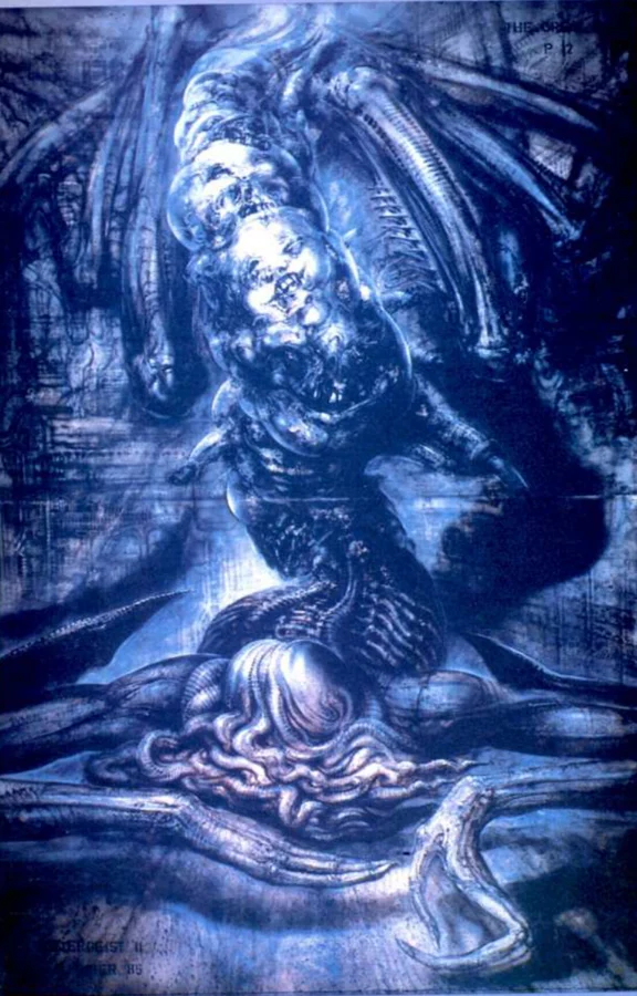 H. R. Giger artwork for Poltergeist II — from the original Cinefantastique pages