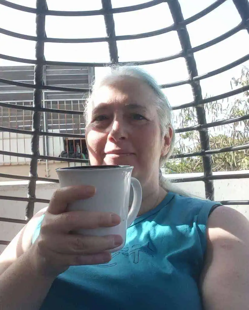 Vered Tochterman, photographed holding a mug