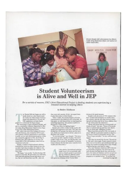 Publication scan: Student Volunteerism is Alive and Well in JEP