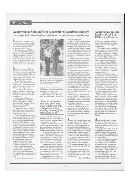 Publication scan: Geophysicist Semion Katz Is Second Refusenik on Faculty